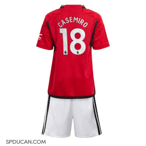 Dječji Nogometni Dres Manchester United Casemiro #18 Domaci 2023-24 Kratak Rukav (+ Kratke hlače)